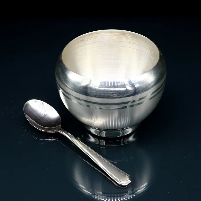 999 fine silver handmade small baby bowl and spoon set silver tumbler flask stay babykids healthy silver vessels utensils sv170 TRIBAL ORNAMENTS Rings
