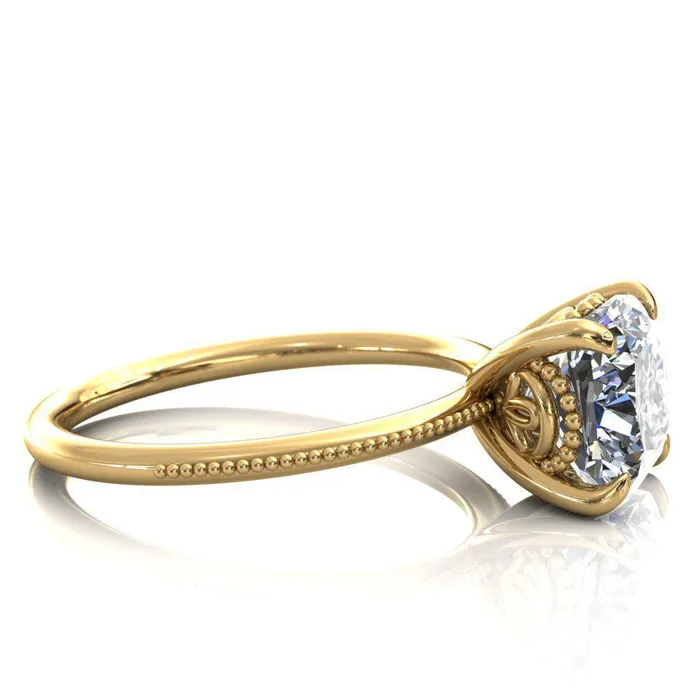Fire Brilliance Rings Sunny Day Cushion Center Stone Simple Flower With Rainbow Engagement Ring