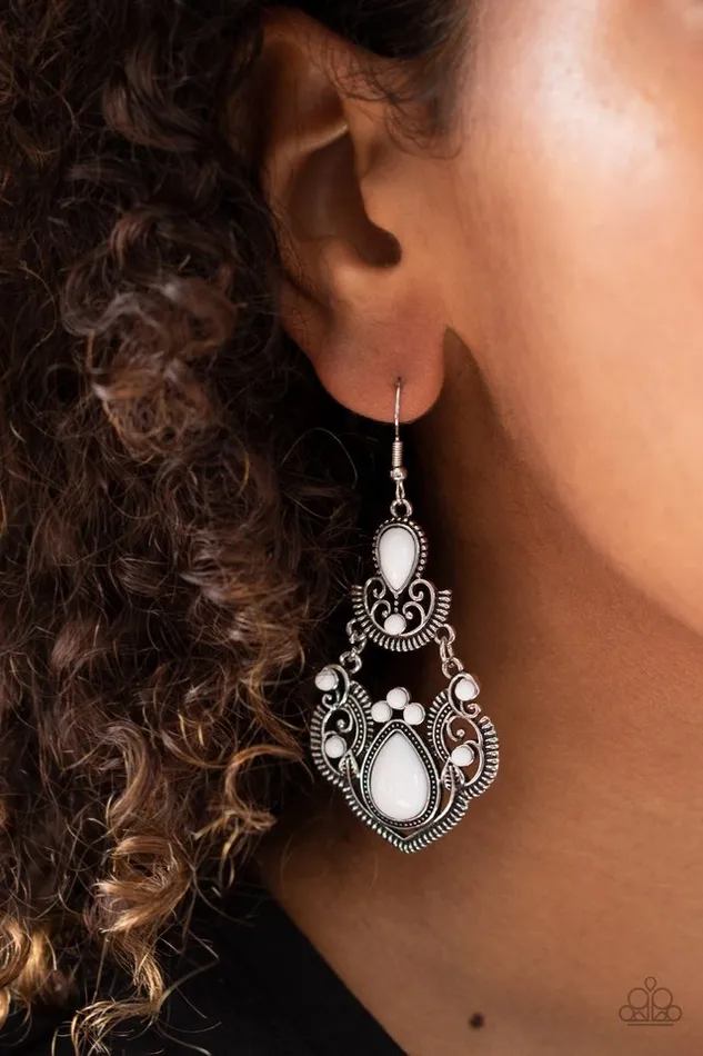 Earrings Paparazzi Earring Palm Tree Tiaras White Paparazzi Jewelry