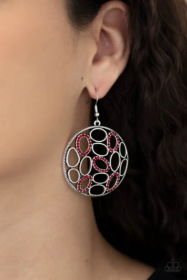 Earrings Paparazzi Jewelry Paparazzi Earring Watch OVAL Me Red