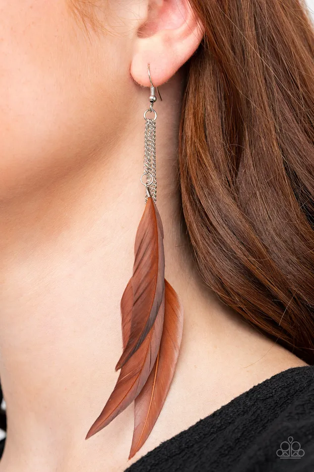 Earrings Paparazzi Jewelry Paparazzi Earring West Side Western Brown