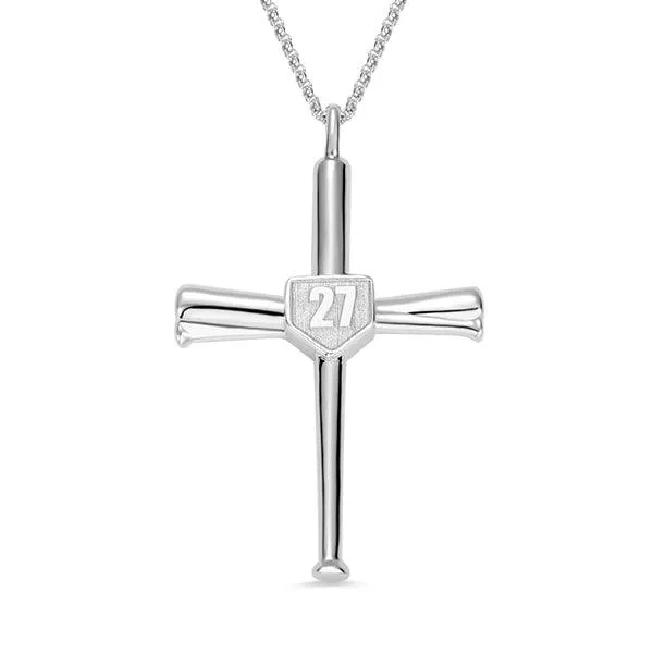 Necklaces Belbren Baseball Bat Pendant Necklace with Custom Initial and Number in Sterling Silver or Gold Plated