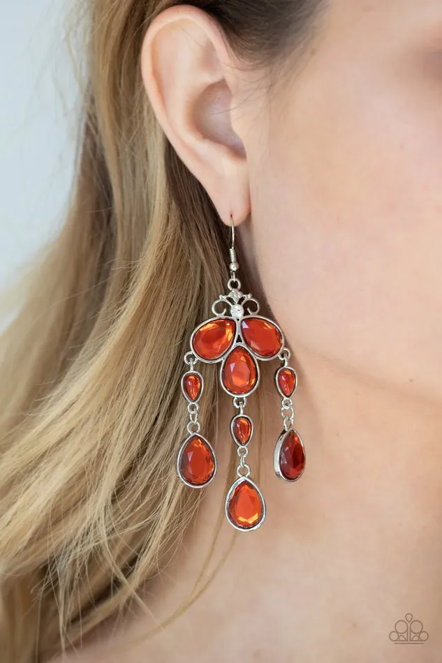Paparazzi Earring Clear The HEIR Orange Paparazzi Jewelry Earrings