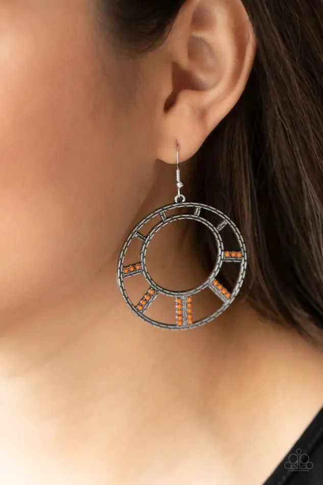 Paparazzi Earring Fleek Fortress Orange Paparazzi Jewelry Earrings