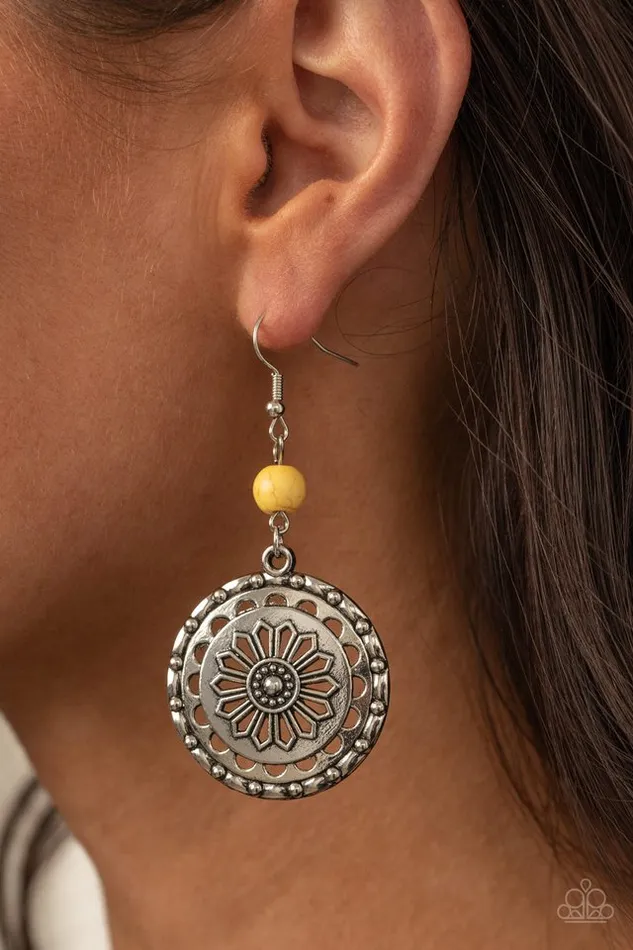 Paparazzi Earring Flowering Frontiers Yellow Paparazzi Jewelry Earrings