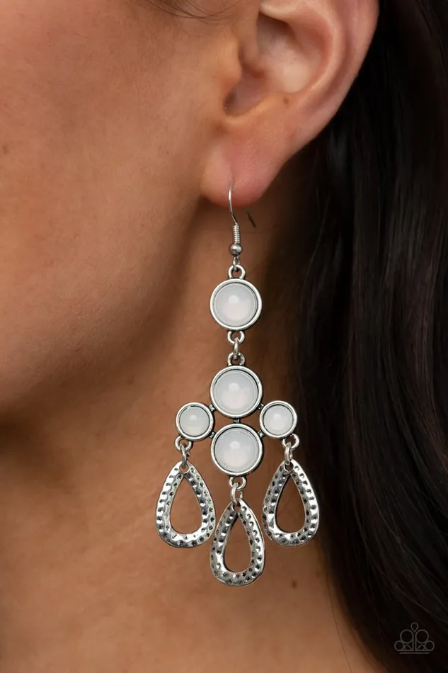 Paparazzi Earring Mediterranean Magic White Paparazzi Jewelry Earrings