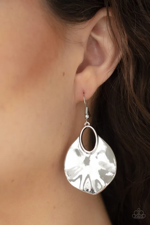 Paparazzi Earring Ruffled Refinery Silver Paparazzi Jewelry Earrings