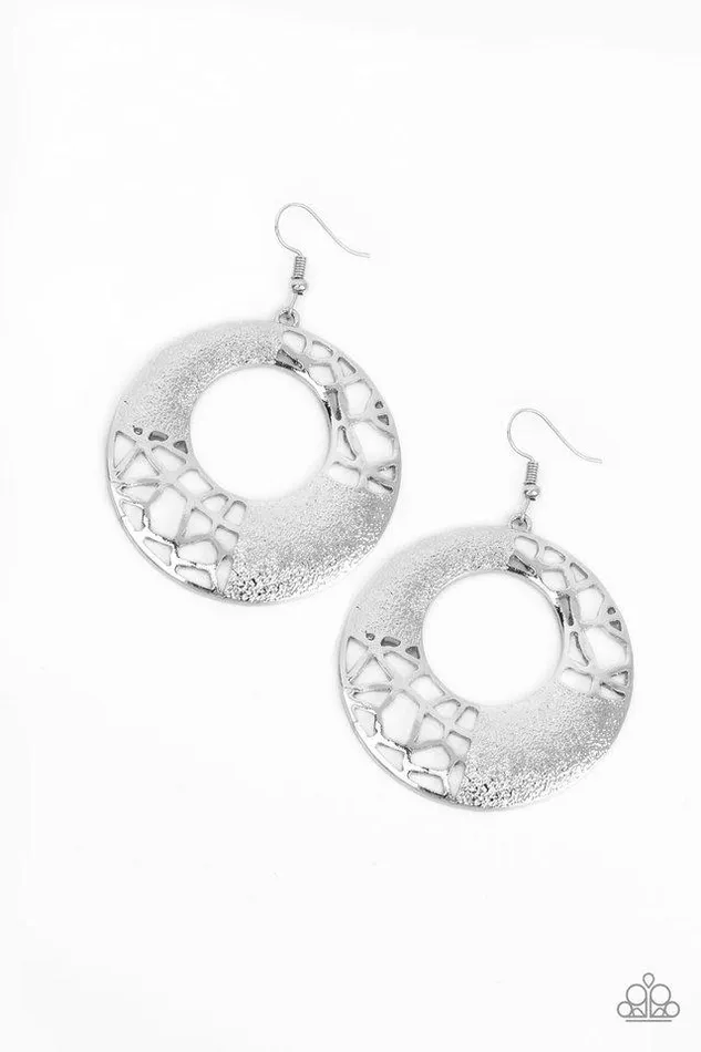 Paparazzi Earring Shattered Shimmer Silver Paparazzi Jewelry Earrings