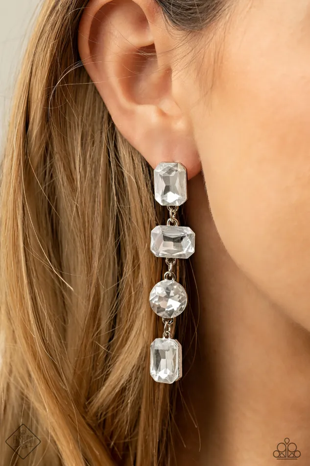 Paparazzi Jewelry Earrings Paparazzi Earring Fashion Fix March 2021 Cosmic Heiress White