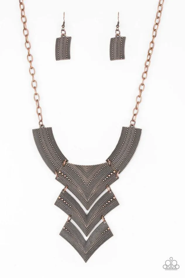 Paparazzi Necklace Fiercely Pharaoh Copper Paparazzi Jewelry Necklaces