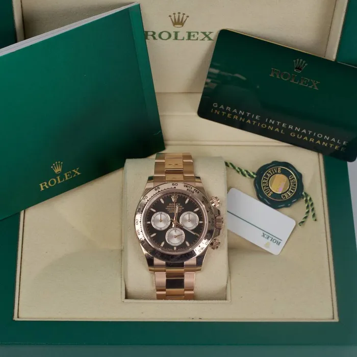 Rolex Bracelets Rolex Cosmograph Daytona 40mm Ref 1265050001 Black Stick Dial 18K Rose Gold Oyster Bracelet Mens Watch
