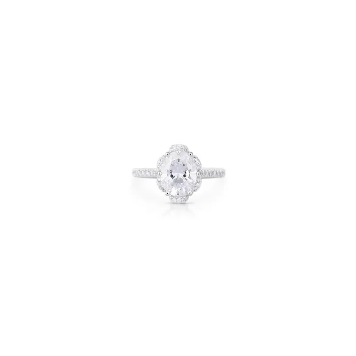 Verragio 18K White Gold Semi Mount Diamond Ring with Scalloped Oval Halo Verragio Rings