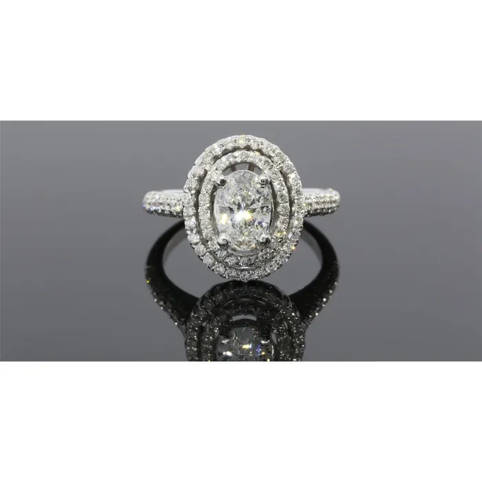 250 Carats Oval Double Halo Natural Earth Mined Diamond Ring GB Rings