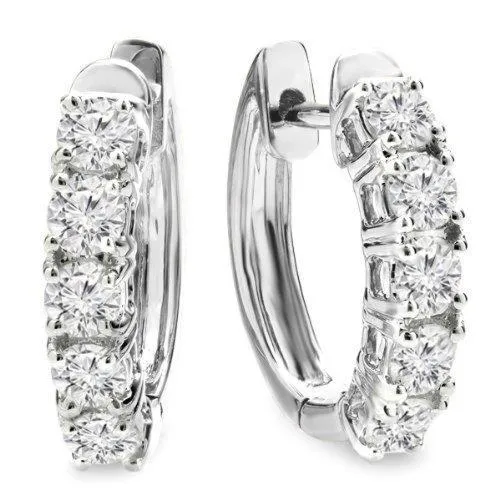 35 Carats Round Cut Natural Earth Mined Diamond Hoop Earring Pair White Gold Jewelry GB Earrings 35 Carats Round Cut Natural Earth Mined Diamond Hoop Earring Pair White Gold Jewelry GB Earrings