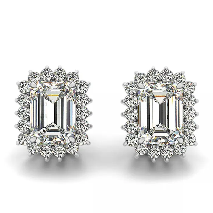 3 Carat Prong Set Emerald Halo Natural Earth Mined Diamond Stud Earring White Gold GB Earrings 3 Carat Prong Set Emerald Halo Natural Earth Mined Diamond Stud Earring White Gold GB Earrings