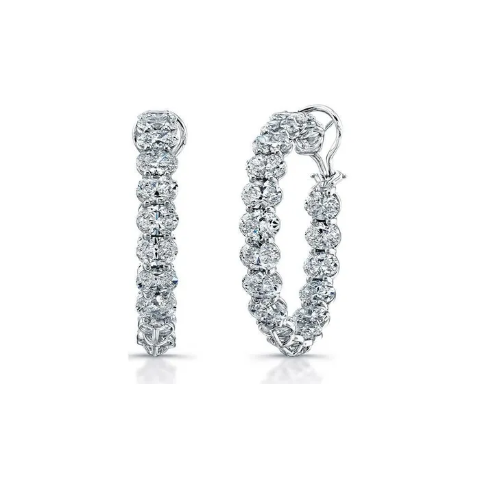 4 Carats Sparkling Oval Cut Genuine Natural Earth Mined Diamond Hoop Earring Solid Gold GB Earrings 4 Carats Sparkling Oval Cut Genuine Natural Earth Mined Diamond Hoop Earring Solid Gold GB Earrings