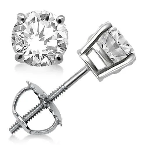 4 Prong Set Solitaire Round Natural Earth Mined Diamond Stud Earring Gold 14K 15 Ct GB Earrings 4 Prong Set Solitaire Round Natural Earth Mined Diamond Stud Earring Gold 14K 15 Ct GB Earrings