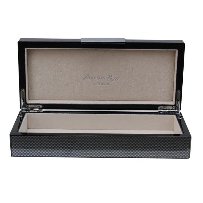 Addison Ross 4x9 Silver Accented Carbon Fibre Lacquer Box Addison Ross Rings Addison Ross 4x9 Silver Accented Carbon Fibre Lacquer Box Addison Ross Rings
