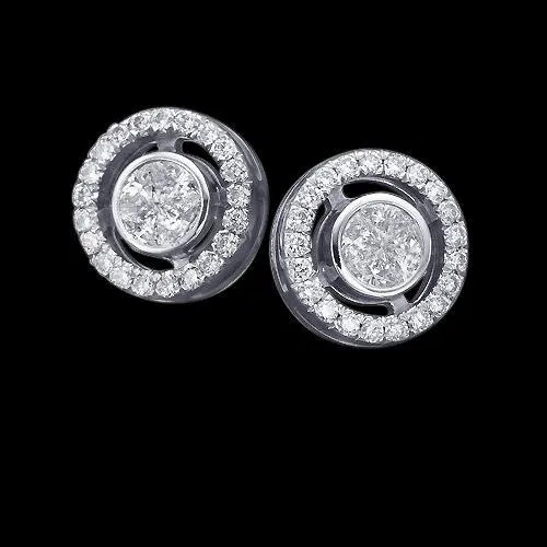 Earrings 240 Carats Round Halo Natural Earth Mined Diamond Studs Earring Pair White Gold GB Earrings 240 Carats Round Halo Natural Earth Mined Diamond Studs Earring Pair White Gold GB