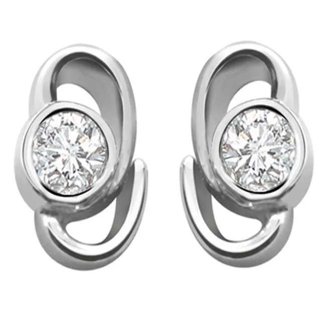 Earrings GB 13 Ct Round Natural Earth Mined Diamond Stud Earring 14K White Gold Earrings GB 13 Ct Round Natural Earth Mined Diamond Stud Earring 14K White Gold