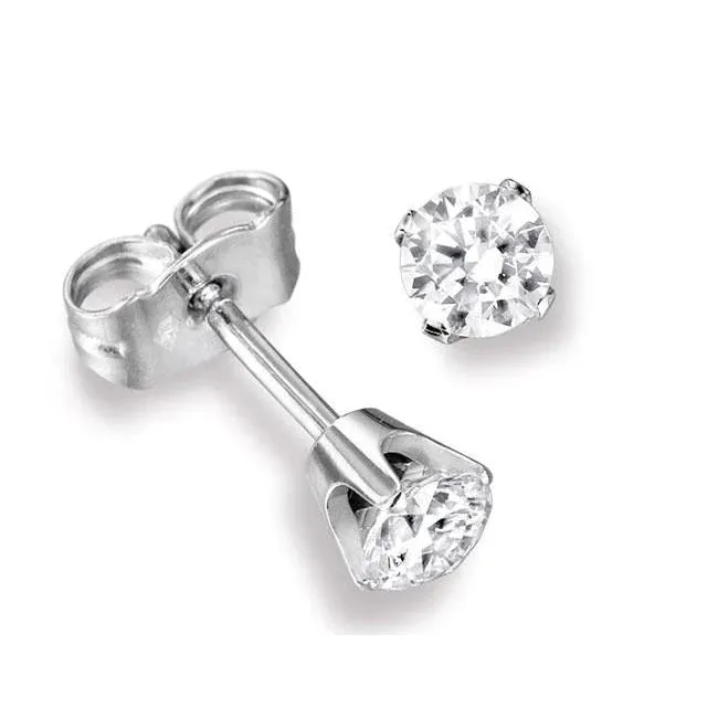 Earrings GB 1 Carat Round Natural Earth Mined Diamond Stud Earring Crown Setting 14K White Gold Earrings GB 1 Carat Round Natural Earth Mined Diamond Stud Earring Crown Setting 14K White Gold