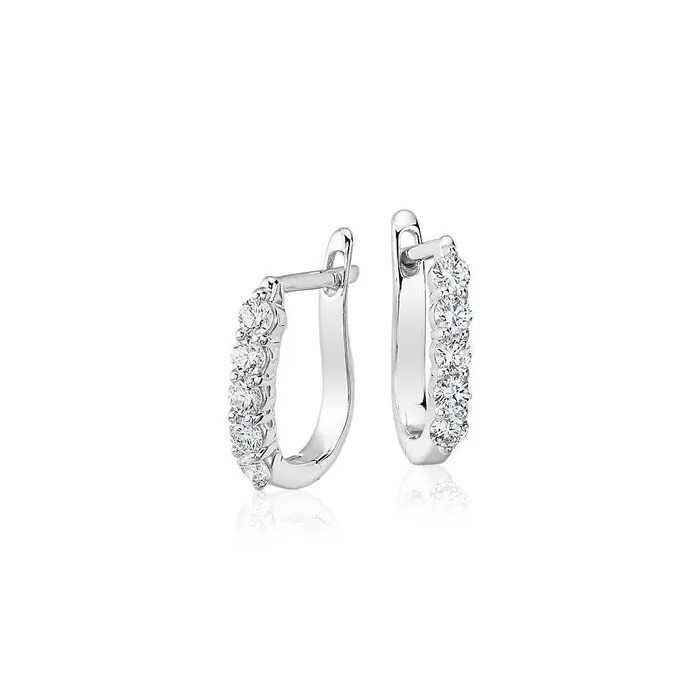 Earrings GB White Gold 14K Ladies Hoop Earrings 2 Ct Round Brilliant Cut Natural Earth Mined Diamonds