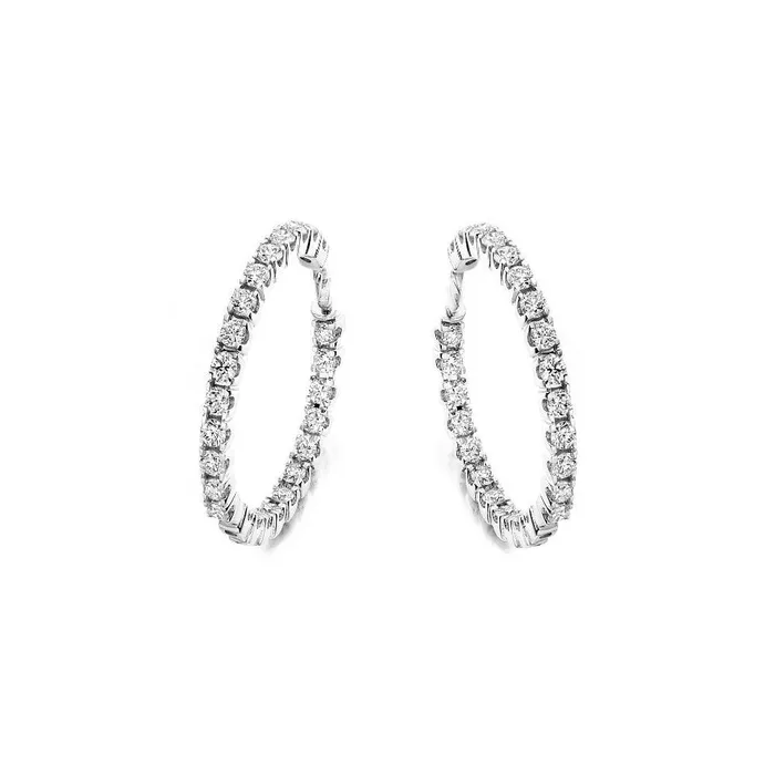 Earrings GB White Gold 14K Round Cut 450 Carats Natural Earth Mined Diamonds Hoop Earrings New Earrings GB White Gold 14K Round Cut 450 Carats Natural Earth Mined Diamonds Hoop Earrings New