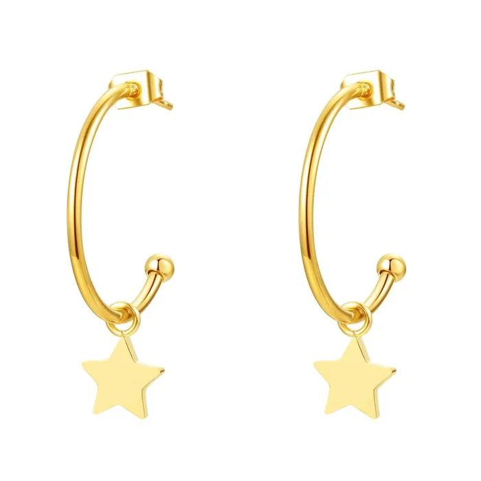 Earrings Hey Happiness Star Hoop Earrings Gold