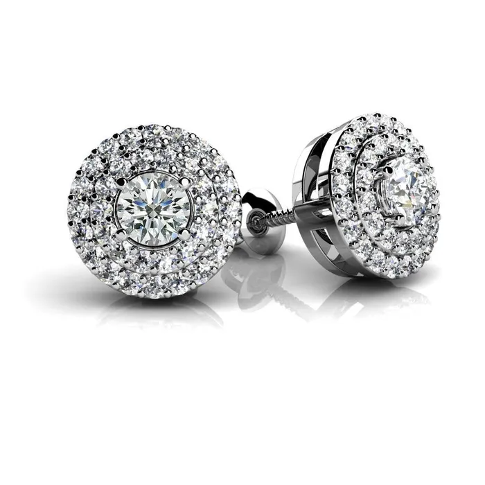 Earrings Ladies Round 218 Carats Natural Earth Mined Diamond Stud Halo Earrings White Gold 14K GB Earrings Ladies Round 218 Carats Natural Earth Mined Diamond Stud Halo Earrings White Gold 14K GB