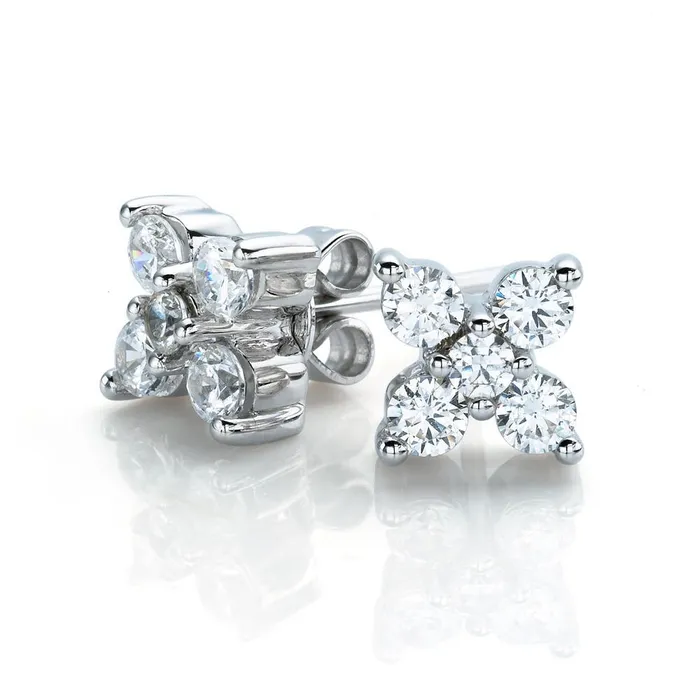 GB 24 Ct Round Natural Earth Mined Diamond Stud Earring 14K White Gold New Earrings GB 24 Ct Round Natural Earth Mined Diamond Stud Earring 14K White Gold New Earrings