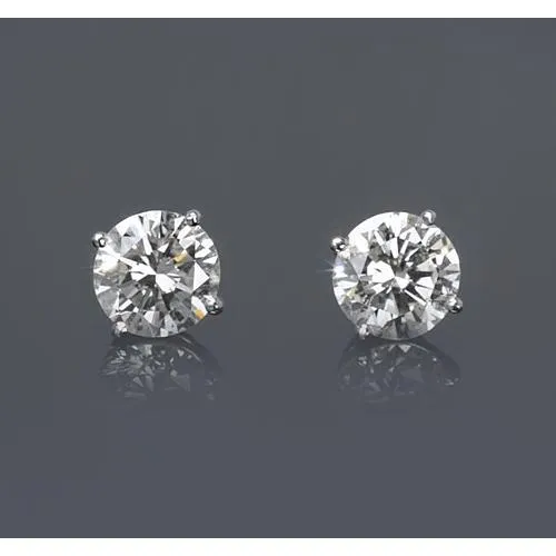 GB Earrings 1 Carat Natural Earth Mined Diamond Earrings For Sale