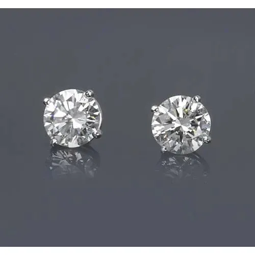 GB Earrings 1 Carat Natural Earth Mined Diamond Earrings For Sale