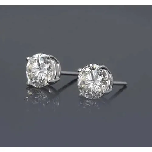 GB Earrings 1 Carat Natural Earth Mined Diamond Earrings For Sale