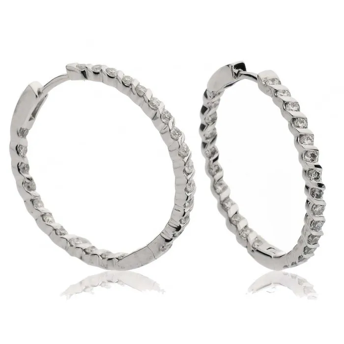 GB Earrings 14K White Gold 300 Carats Brilliant Cut Natural Earth Mined Diamonds Lady Hoop Earrings GB Earrings 14K White Gold 300 Carats Brilliant Cut Natural Earth Mined Diamonds Lady Hoop Earrings