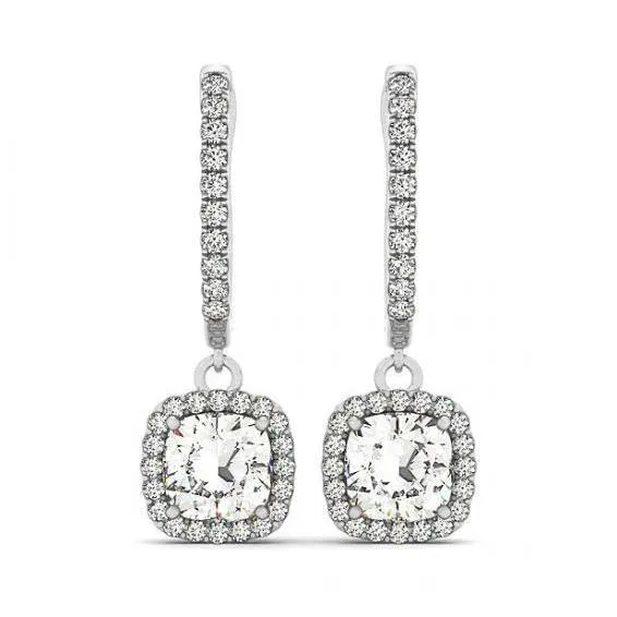 GB Earrings 250 Carats Sparkling Cushion Round Natural Earth Mined Diamonds Dangle Earrings GB Earrings 250 Carats Sparkling Cushion Round Natural Earth Mined Diamonds Dangle Earrings