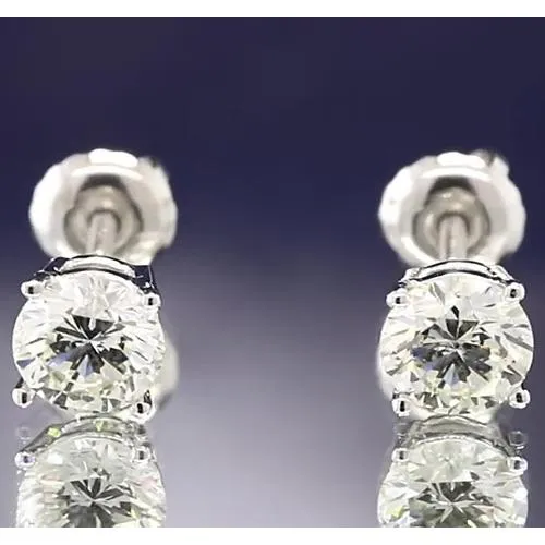 GB Earrings Four Prong 150 Carats Round Natural Earth Mined Diamond Studs Earring GB Earrings Four Prong 150 Carats Round Natural Earth Mined Diamond Studs Earring