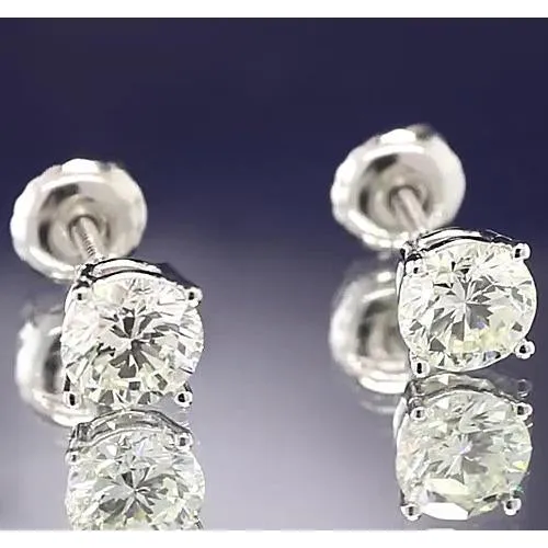 GB Earrings Four Prong 150 Carats Round Natural Earth Mined Diamond Studs Earring GB Earrings Four Prong 150 Carats Round Natural Earth Mined Diamond Studs Earring