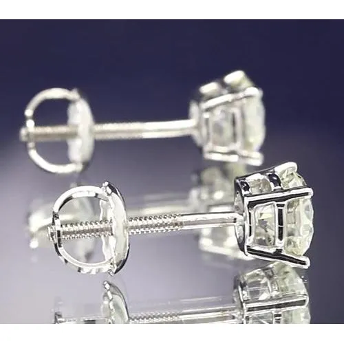 GB Earrings Four Prong 150 Carats Round Natural Earth Mined Diamond Studs Earring GB Earrings Four Prong 150 Carats Round Natural Earth Mined Diamond Studs Earring