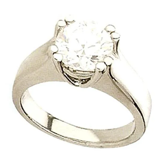 GB Rings 150 Ct Round Natural Earth Mined Diamond Solitaire Ring White Gold