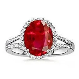 GB Rings 750 Ct Natural Earth Mined Diamond And Red Ruby GemStone Ring Jewelry White Gold 14K