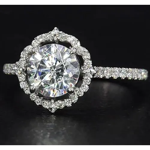 GB Rings Halo Natural Earth Mined Diamond Ring 3 Carats