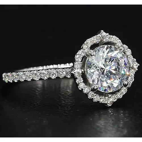 GB Rings Halo Natural Earth Mined Diamond Ring 3 Carats