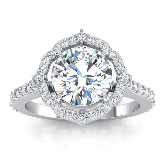 GB Rings Halo Natural Earth Mined Diamond Ring 3 Carats