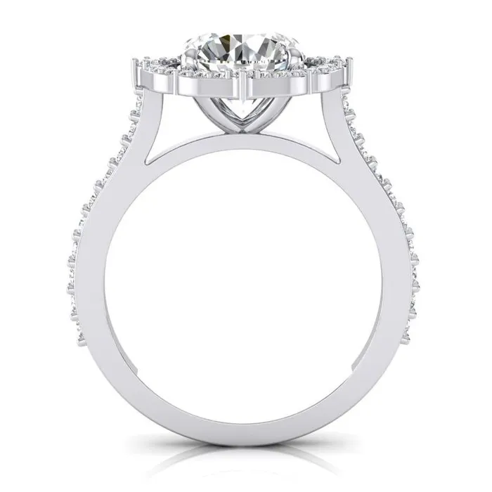 GB Rings Halo Natural Earth Mined Diamond Ring 3 Carats