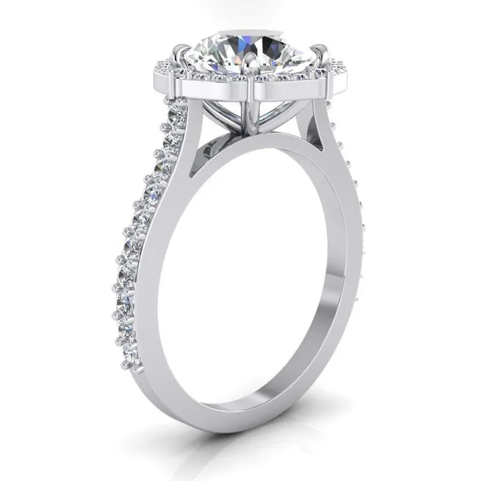 GB Rings Halo Natural Earth Mined Diamond Ring 3 Carats