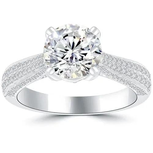GB Rings Round Brilliant Cut 4 Carats Natural Earth Mined Diamond Wedding Ring White Gold 14K GB Rings Round Brilliant Cut 4 Carats Natural Earth Mined Diamond Wedding Ring White Gold 14K