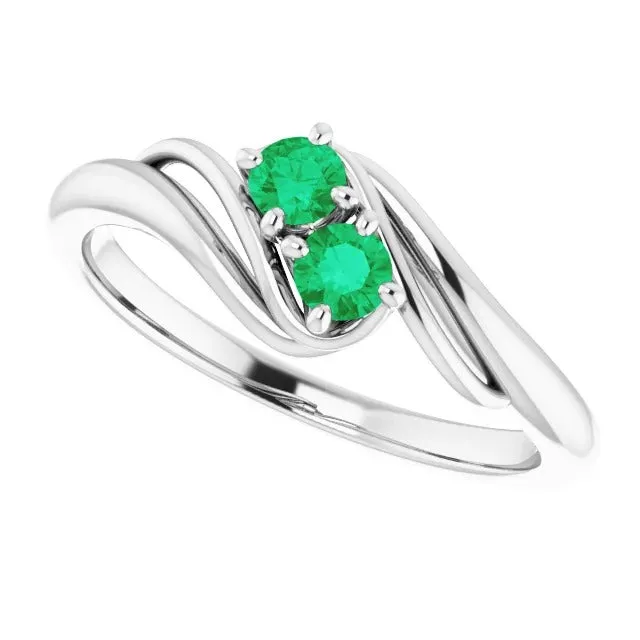 GB Rings Round Green Emerald Bypass Setting Ring 160 Carats White Gold 14K GB Rings Round Green Emerald Bypass Setting Ring 160 Carats White Gold 14K