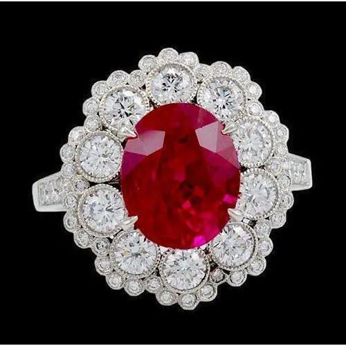 GB Rings Ruby And Natural Earth Mined Diamond Wedding Ring White Gold 14K 450 Carats GB Rings Ruby And Natural Earth Mined Diamond Wedding Ring White Gold 14K 450 Carats