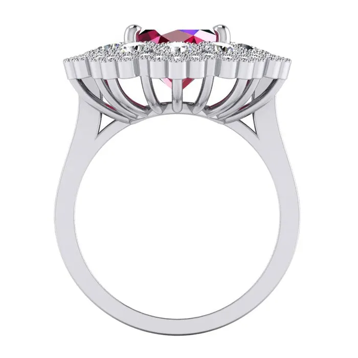 GB Rings Ruby And Natural Earth Mined Diamond Wedding Ring White Gold 14K 450 Carats