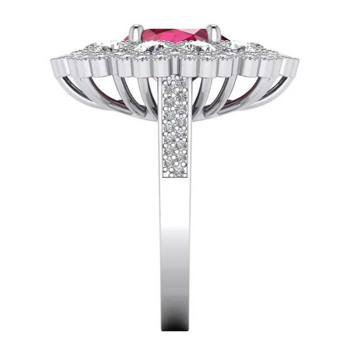 GB Rings Ruby And Natural Earth Mined Diamond Wedding Ring White Gold 14K 450 Carats